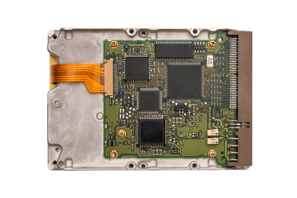 硬盘隔离在白色背景上。硬盘的背面图片下载