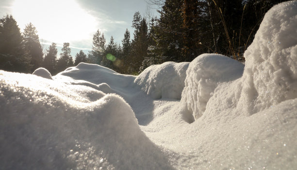 一个低角度的观点在一堆新雪图片下载