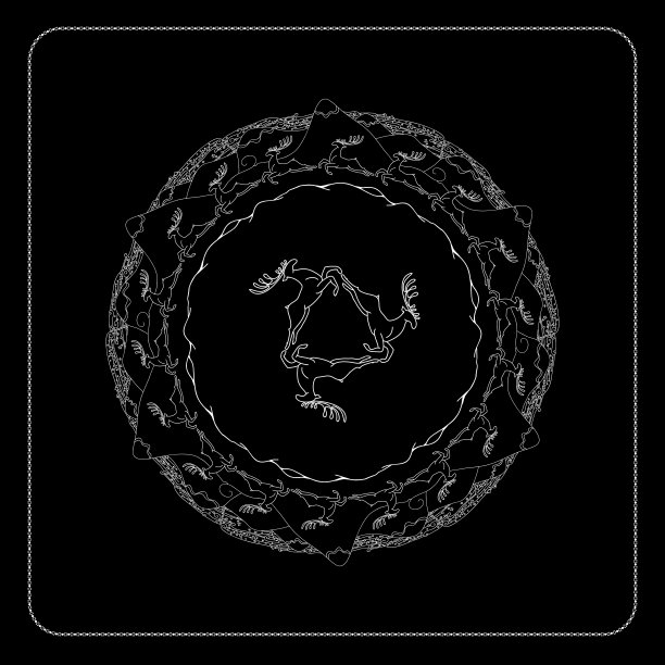 黑白相间的鹿圆花纹。图片下载