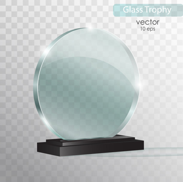 玻璃板。玻璃冠军奖。矢量插图孤立在透明背景上。现实的三维设计。真实的矢量透明对象10 eps图片下载