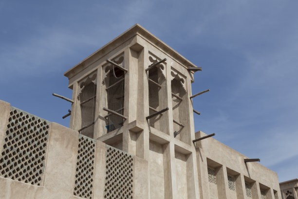 迪拜Al Fahidi历史街区的传统风塔图片下载