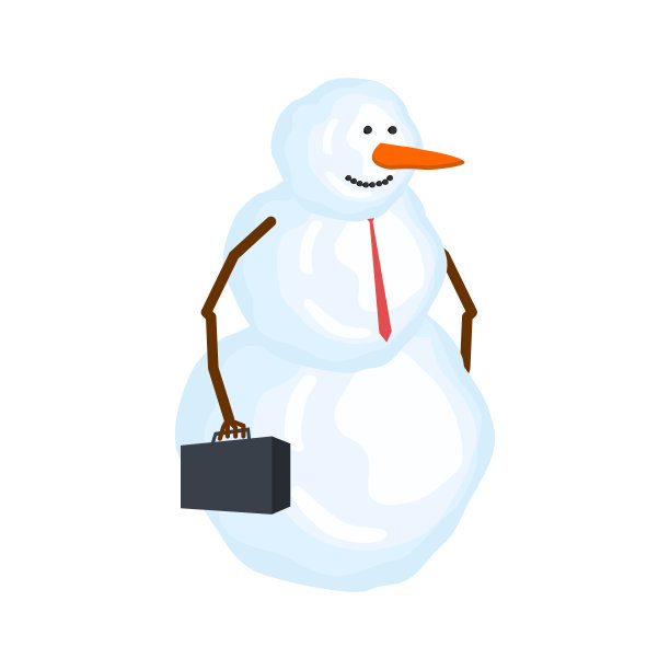 雪人的商人。冬天的老板。雪的经理。矢量图图片下载