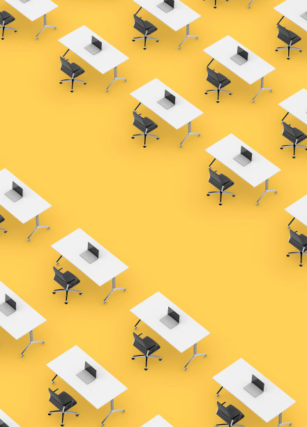 商业概念渲染与多个办公桌与充满活力的背景图片下载