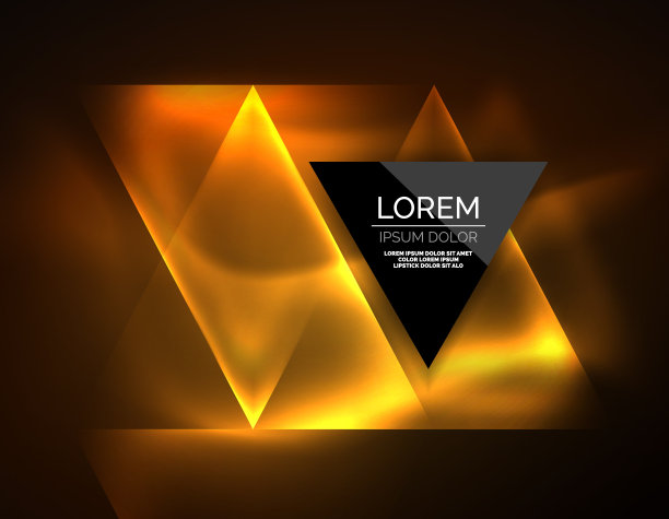 彩色霓虹灯三角形，抽象背景图片下载