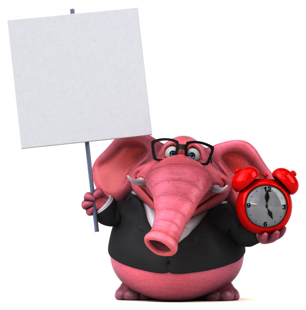 粉色大象- 3D插图图片下载