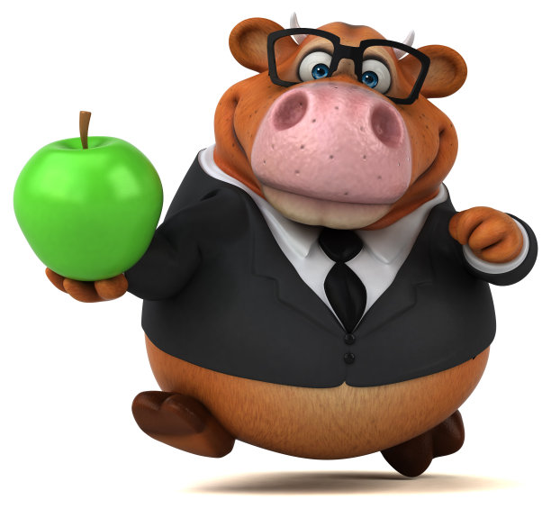 有趣的牛- 3D插图图片下载