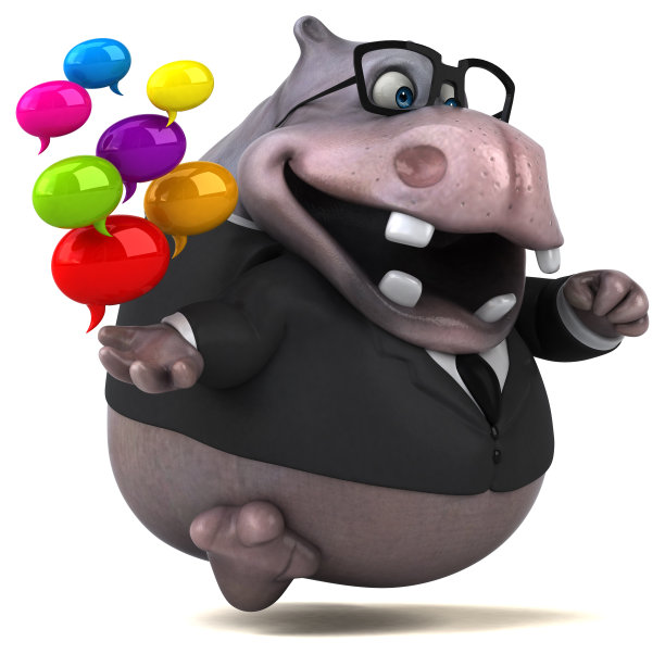 有趣的河马- 3D插图图片下载