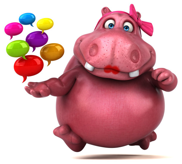 粉色河马- 3D插图图片下载
