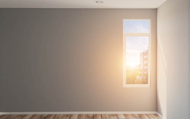 空的内部。3 d渲染。日落。图片下载