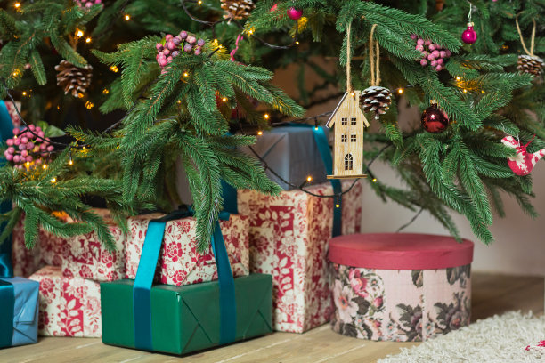 美丽装饰的圣诞树图片下载