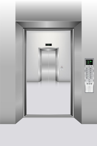 现代电梯及建筑室内装饰。、室内场景、矢量、插图图片下载