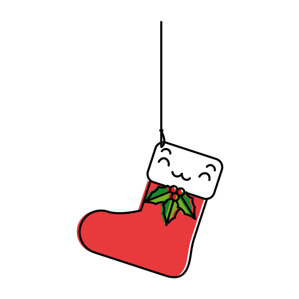 圣诞袜挂着可爱的人物图片下载