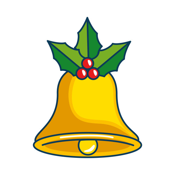 圣诞钟声与树叶图片下载