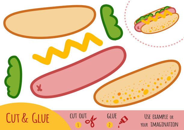 儿童教育纸游戏，热狗图片下载