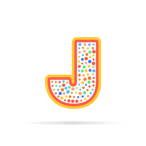 带圆圈和笔触抽象图标设计的点和字母J图标。创意符号设计矢量图，在白色背景上隔离图片下载