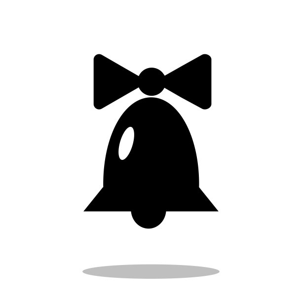 剪影圣诞钟扁平图标，简单的矢量设计符号为插画新年图片下载