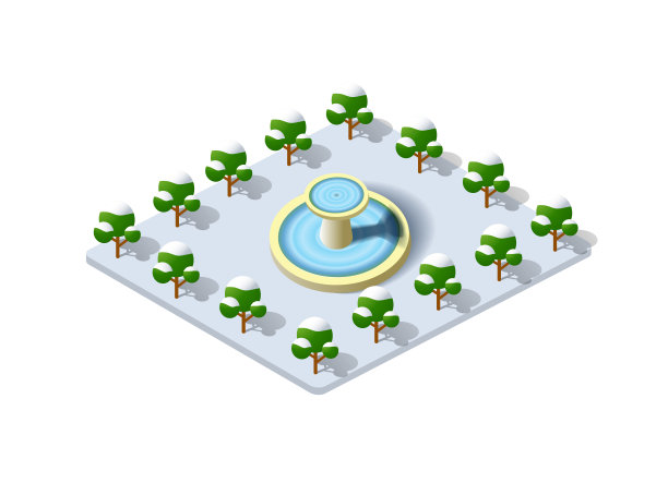 城市等距元素素材图片