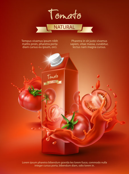 番茄汁广告，向量图片下载