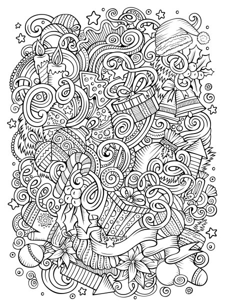 卡通可爱的涂鸦新年插图图片下载