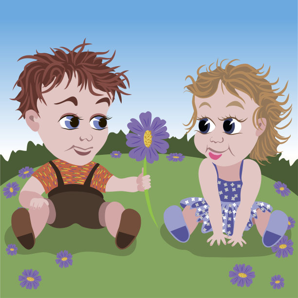 小男孩和小女孩。图片下载