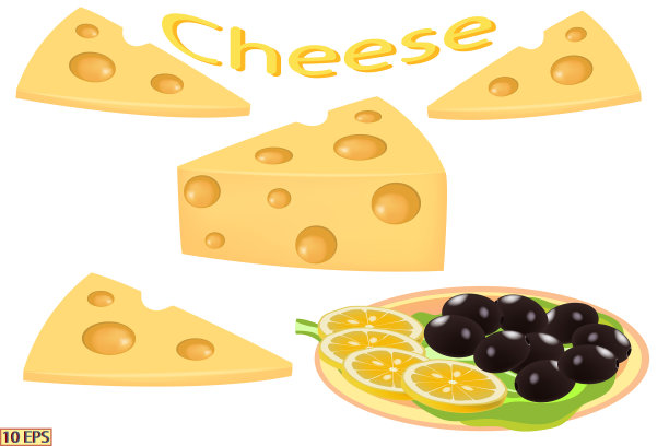 一大块奶酪。奶酪在现实主义风格孤立在白色背景。奶酪三明治。奶酪，切片做三明治。矢量图图片下载