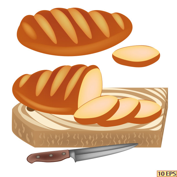 现实主义风格的面包。那条面包切成片做三明治。矢量插图。烘焙产品。图片下载