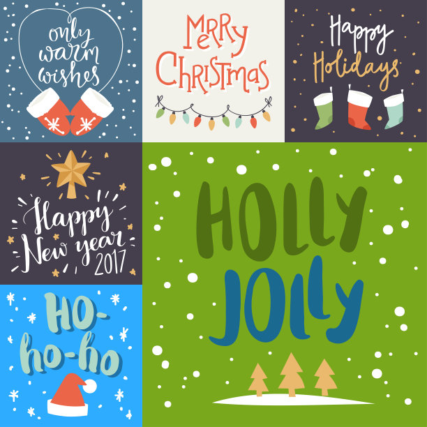 圣诞贺卡矢量背景横幅节日冬季圣诞手画祝贺新年小册子插图图片下载