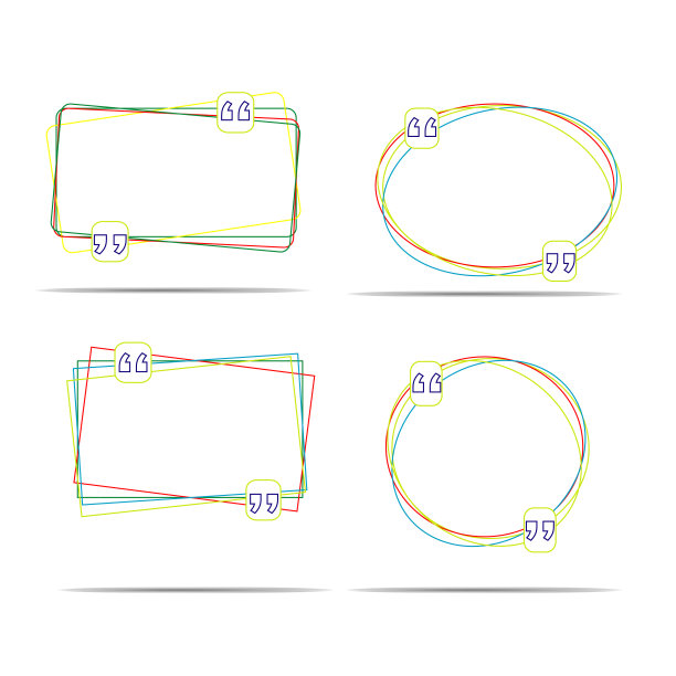 彩色线条抽象报价框气泡模板孤立的背景图片下载