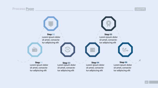 六步流程图幻灯片模板图片下载