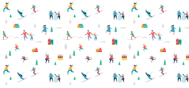 冬季运动场景，圣诞节日和集市，家庭与孩子的乐趣图片下载