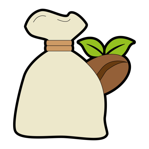 袋装咖啡籽和叶子图片下载