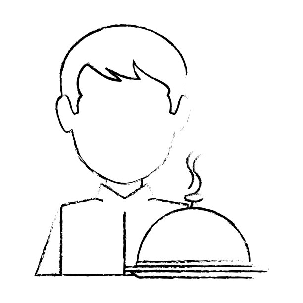 餐厅服务员与托盘角色图片下载