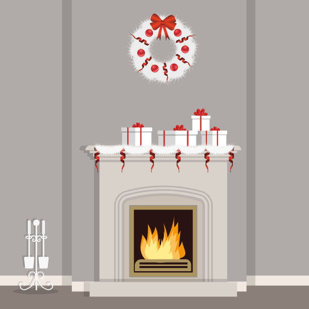 客厅的碎片，装饰着圣诞节的装饰品图片下载