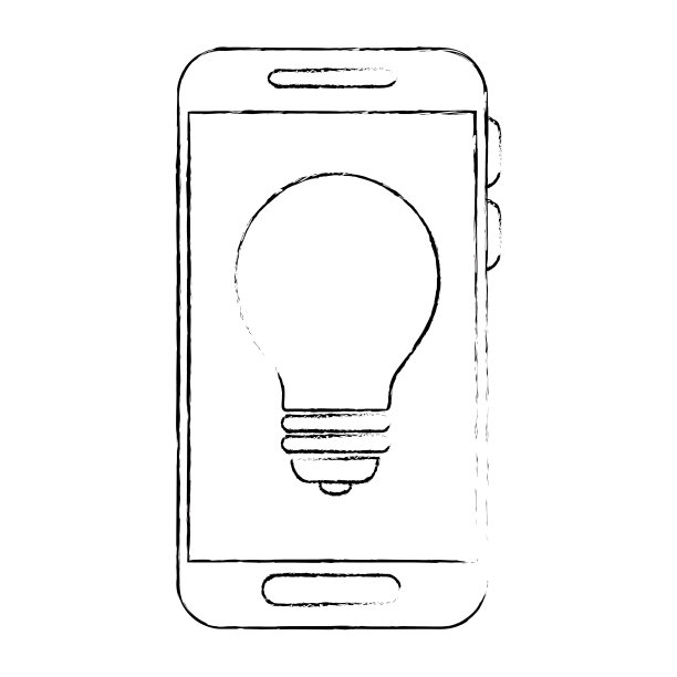 带灯泡的智能手机图片下载