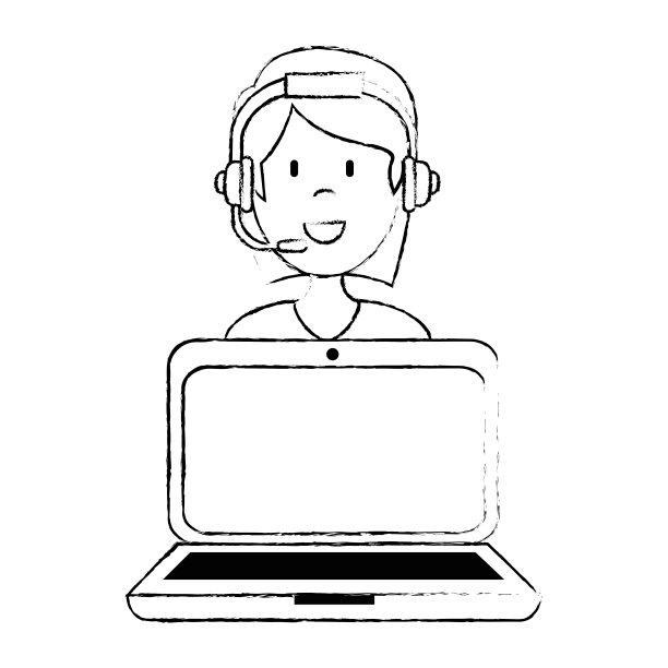 呼叫中心女职员的笔记本电脑图片下载