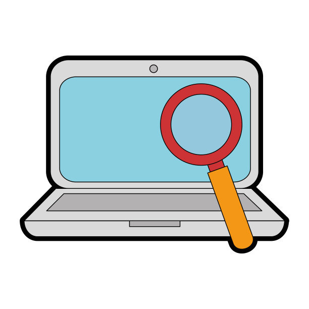 带放大镜的笔记本电脑图片下载