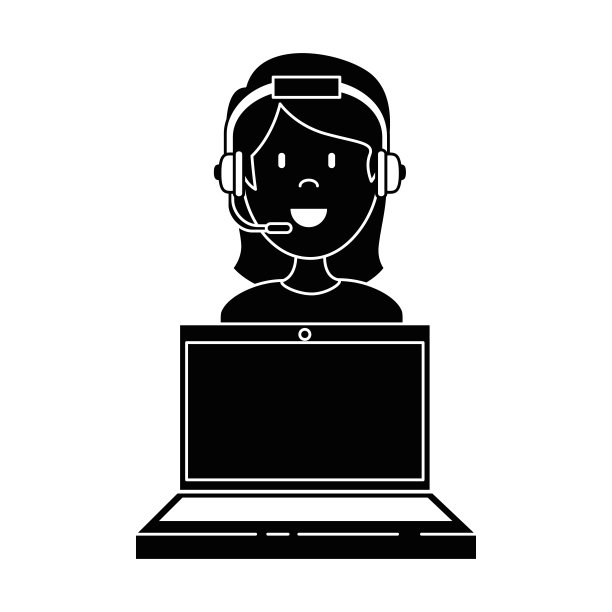 呼叫中心女职员的笔记本电脑图片下载