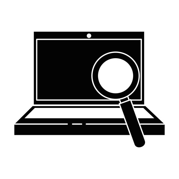 带放大镜的笔记本电脑图片下载