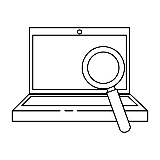 带放大镜的笔记本电脑图片下载