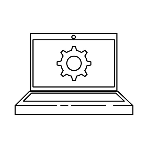 带齿轮的笔记本电脑图片下载