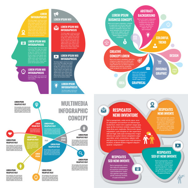 信息图表元素模板商业概念横幅展示，宣传册，网站和其他设计项目。摘要信息图创造性布局向量集。图片下载