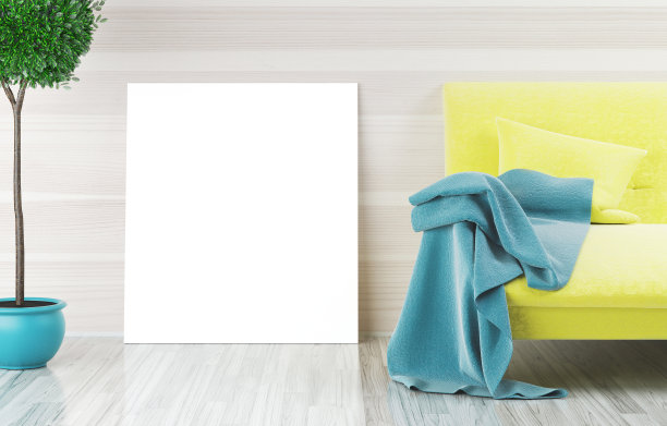 白色框架沙发，室内设计，3d渲染插图图片下载