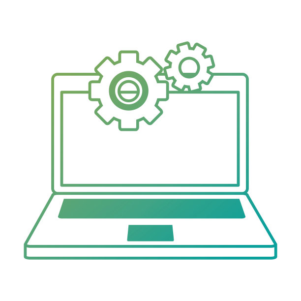 带齿轮的笔记本电脑图片下载