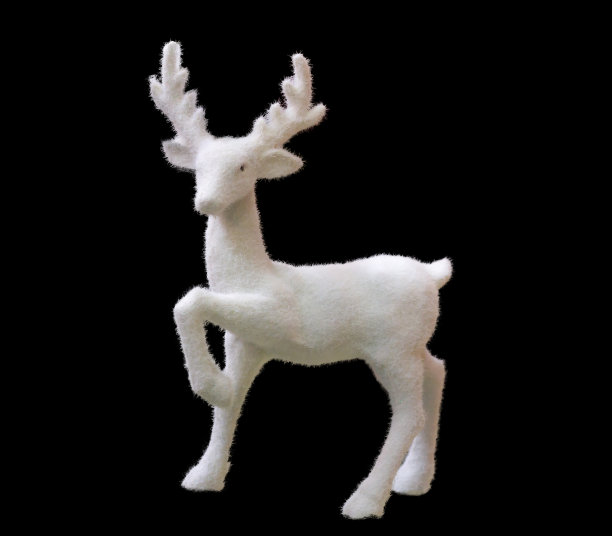 装饰圣诞玩具白色的鹿与毛皮图片下载
