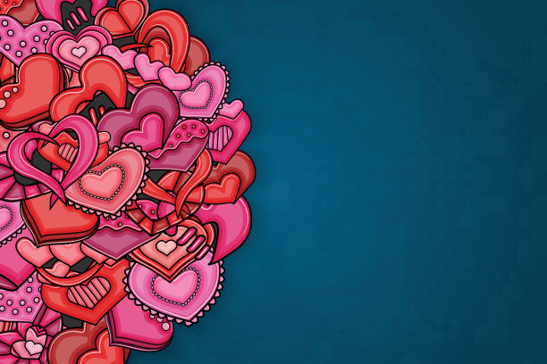 情人节的爱情卡片。卡通风格的心。图片下载