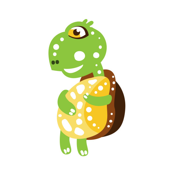 可爱的舞姿绿海龟性格，侧视图片下载