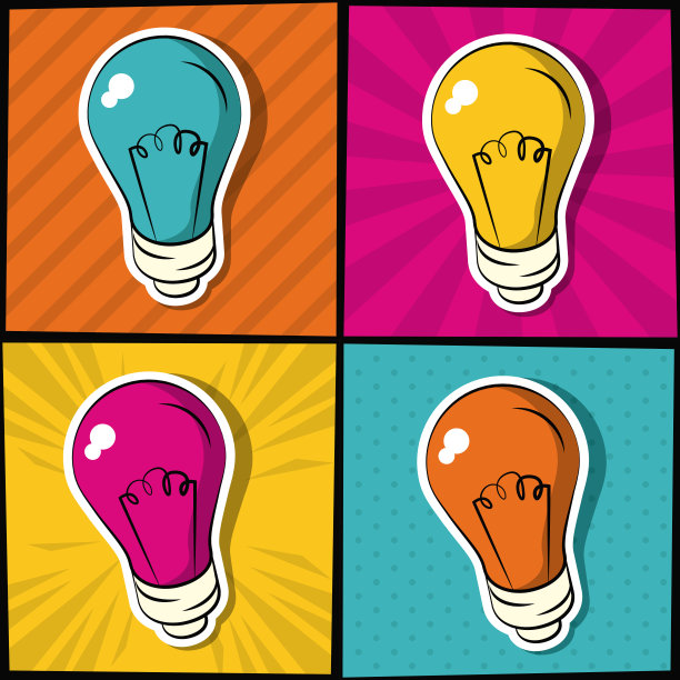 灯泡波普艺术图标集图片下载