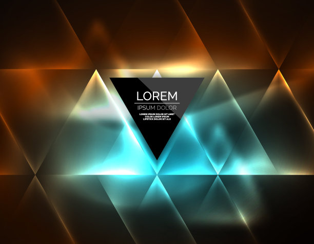 彩色霓虹灯三角形，抽象背景图片下载