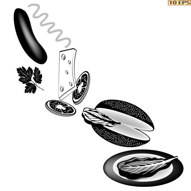 黑色的图标。热狗。的象征。美味的热狗配香肠，番茄酱和芥末。图片下载