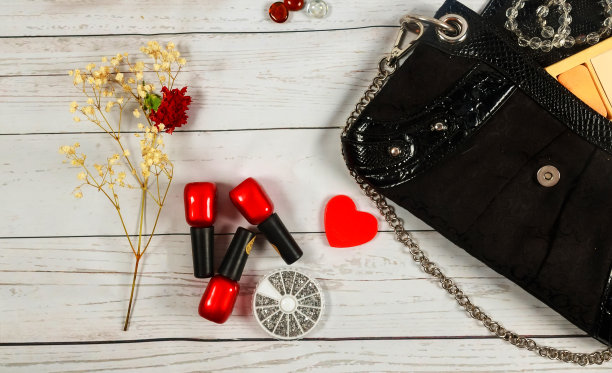 指甲，化妆，笔记本，包包，镜子，女人，女人的东西图片下载